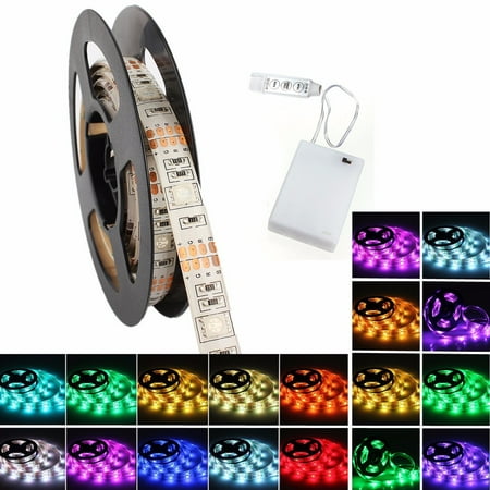 Color Changing Led Strip LED Strip Light, GLISTENY 50-200CM Flexible LED Strip Light kit Color Changing IP65 Waterproof Christmas Decorative Flexible With DC4.5V Battery Box Power ()
