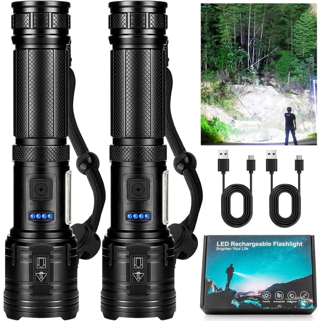 Linterna AURASEASON de alta luminosidad recargable de 90.000 lúmenes, paquete de 2