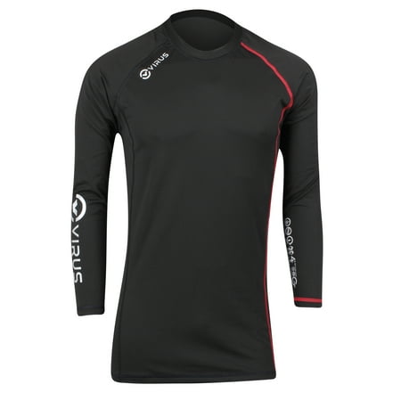 Virus Mens SIO2 Stay Warm LS Compression Shirt - Black/Red - (Top 10 Best Virus Protection)