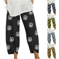 thumbnail image 2 of ShiShine Capri Pants for Women 2025 Casual Printed Cropped Pants Elastic Waist Lounge Baggy Trousers, 2 of 5
