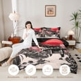 thumbnail image 3 of Manfei Stylized Temple Twin Comforter Sets for Girls Women, Red Moon Bridge Bedding Set, Black Pink, Black Reversible 2 Pieces, 1 Comforter and 1 Pillowcase, 3 of 6