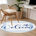thumbnail image 5 of Round Area Rug 4ft,Welcome Words Blue Stripe Washable Carpet Non-Slip Runner Accent Rugs Indoor Floor Mat for Bedroom Living Room Decor,Marine Life Starfish, 5 of 9