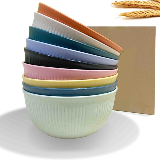 Wheat Straw Bowls Set Unbreakable Cereal Bowls Dinner Bowl Sets Non-Toxin Dishwasher & Microwave Safe BPA Free and Healthy (9 Pcs 24 Oz)