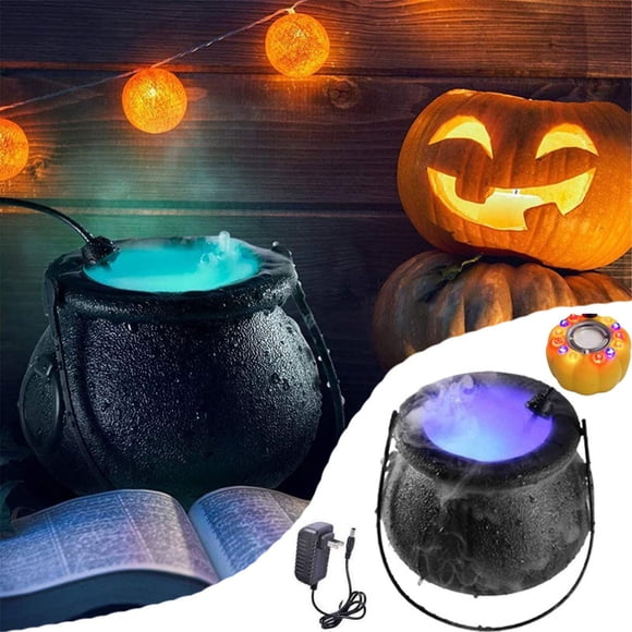 Danhjin Desk Decorations Mist Maker Halloween Pumpkin Atomizer Witch Bucket Machine Atomizer Head Mist Maker 12LED Holiday Decor
