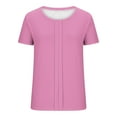 thumbnail image 6 of Posijego Womens Short Sleeve T-Shirts Summer Crew Neck Pleated Casual Dressy Blouses Women's Tunic Top with Leggings, 6 of 7