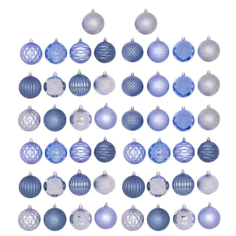 50-Count Silver/Blue/Slate Blue Shatterproof Ball Christmas
