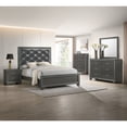thumbnail image 6 of Miekor Furniture 1pc Queen Size Panel Bed Dark Gray Shimmering Finishes Plush, Tufted Upholstery High Headboard MK9297, 6 of 6