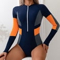 thumbnail image 3 of Generic Women's One Piece Rash Guard Long Sleeve Full Body Modest Swimsuits Zipper Front with Built in Bra, 3 of 5