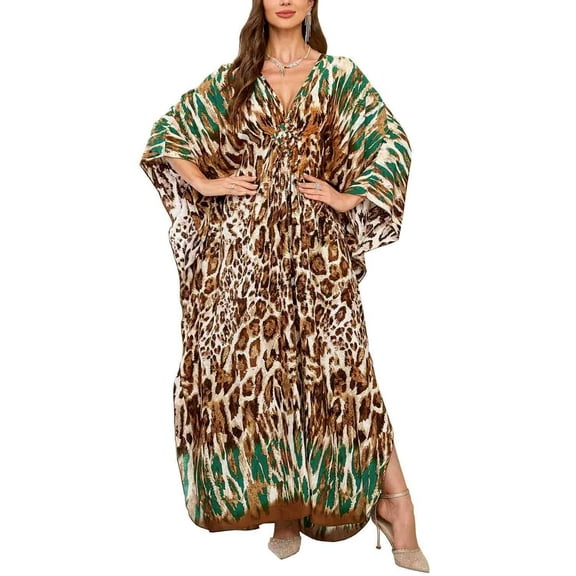 Womens Beach Kaftan Dresses Cover Up for Swimwear Boho Print Caftan Resort Long Dress Maxi Tunic Bathing Suit Nightdress Summer