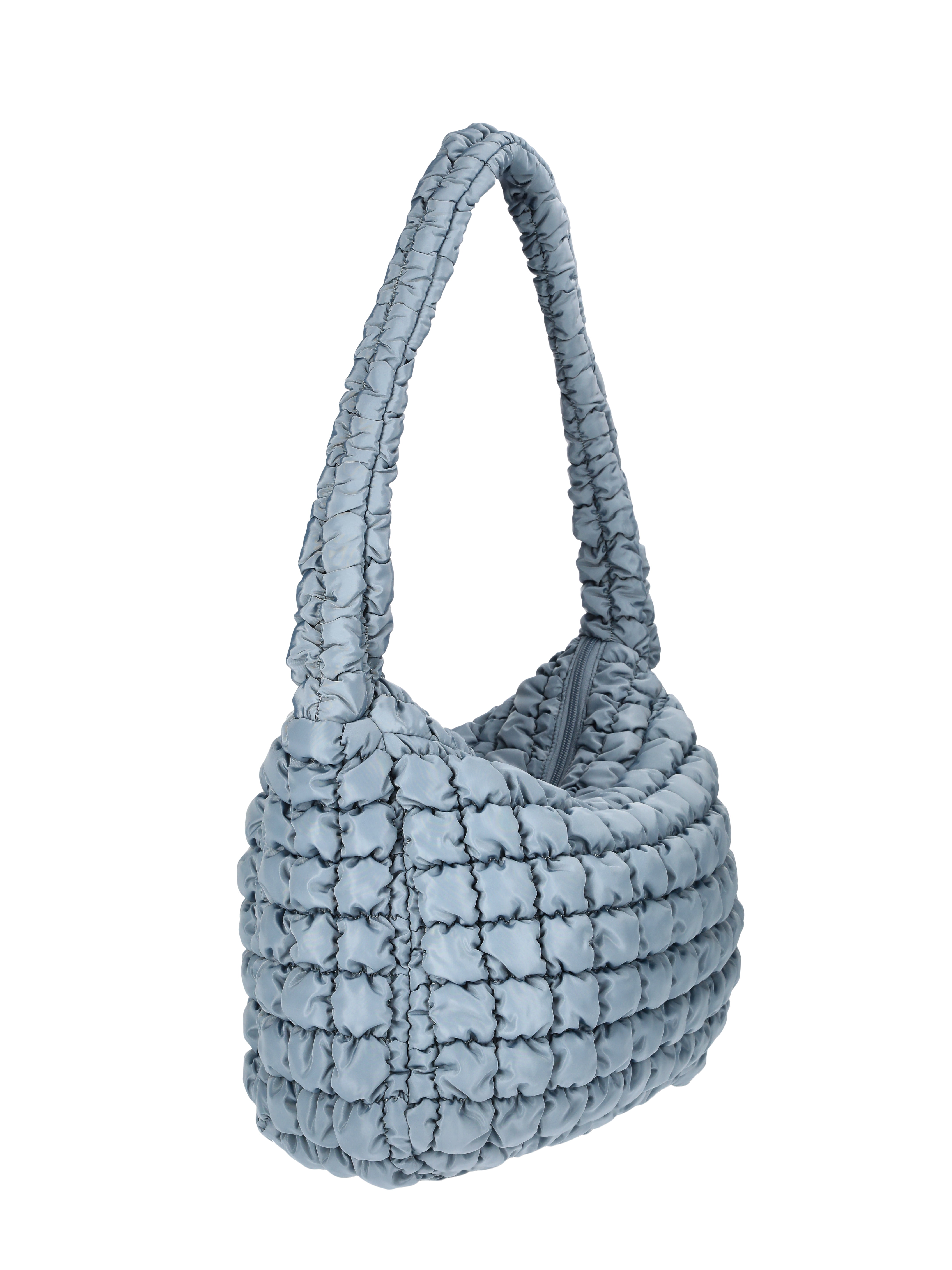 No Boundaries Women's Oversized Quilted Hobo Bag, Platinum