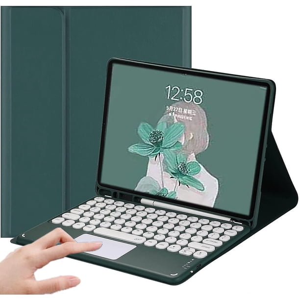 Ipad 10.2/10.5 Case With Keyboard, Trackpad Detachable Keyboard With Pencil Holder -wireless Bluetooth Touchpad Keyboard Cover For Generation,green