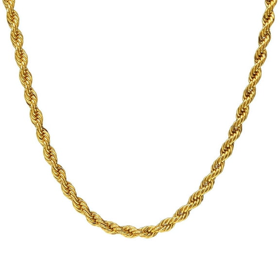 10k Yellow Gold Polished 3mm HOLLOW Rope Chain Necklace - 18"