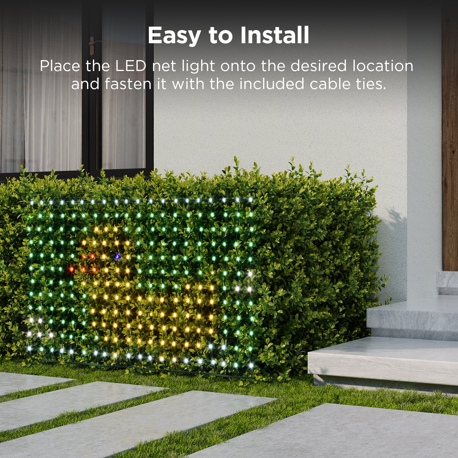 Govee LED Net Lights for Bushes, 2.8ft × 9.5ft, Animated Chirstmas Decorations, RGBIC Colorful Light Changing Effect, App & Voice Control