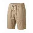 thumbnail image 2 of Tqyyweavej Men's Athletic Shorts Solid Color Pull-On Drawstring Shorts Straight Leg Outdoor Workout Shorts with Pockets, Khaki, 2 of 4