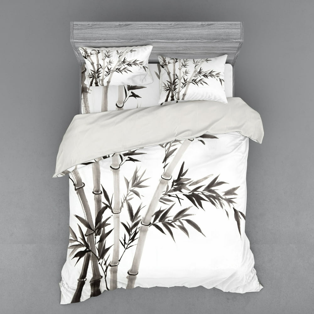 Bamboo Duvet Cover Set, Traditional Bamboo Leaves Meaning Wisdom Growth
