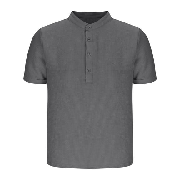 Maplenight Men's golf Shirts Stand Collar Short Sleeve Trendy Tee Shirts Summer Solid Color Casual Tops