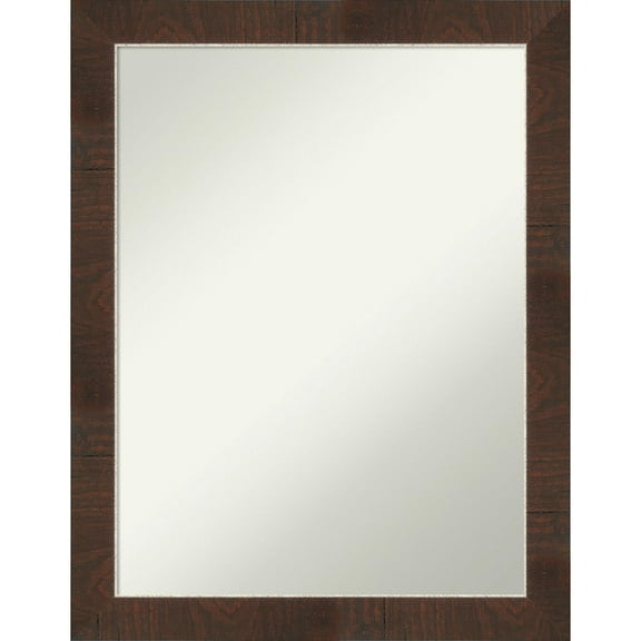 Amanti Art Wildwood Brown Narrow Framed Non-Beveled Bathroom Vanity Wall Mirror - 21.25 x 27.25 in