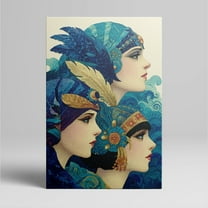 Art Deco Inspired Canvas Wall Art Featuring Elegant Ladies in Ornate Headpieces Framed Canvas Art Prints