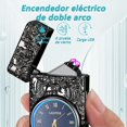 thumbnail image 2 of Electric Lighter with Clock YOZWOO USB Rechargeable Lighter with LED Light, Dual Arc Lighter with Power Display, Plasma Lighter for Candle, Dragon Pattern Cool Lighter Gifts for Men and Women(Black), 2 of 7