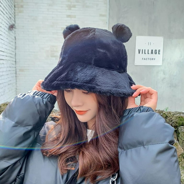 Plush Hat Winter Hat Fisherman's Hat Versatile Korean Version Warm  Thickened Retro Rabbit Hair Cute Little Bear