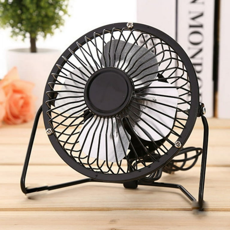 Small USB Desk Fan Mini Metal Personal Fan Design Electric Portable Air Circulator Angle Adjustable Quiet Operation for Table Desktop Home Office