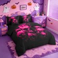 thumbnail image 2 of Homewish Neon Dark Halloween Skull 7-Piece Twin Bedding,Pink Lightning Crack Pattern Bedding Comforter Set,Black Hot Pink,Black Reversible, 2 of 8