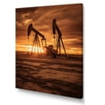 thumbnail image 2 of Designart "Horizon With A Sunrise Over An Oil Drilling Rig" Oil Rigs / Fields Canvas Wall Art, 2 of 7