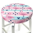thumbnail image 3 of Kll Pink Striped Flamingo Round Bar Chair Cushion Cover 14 Inch,Bar Stool Protector With Elastic, Soft Washable, 3 of 7