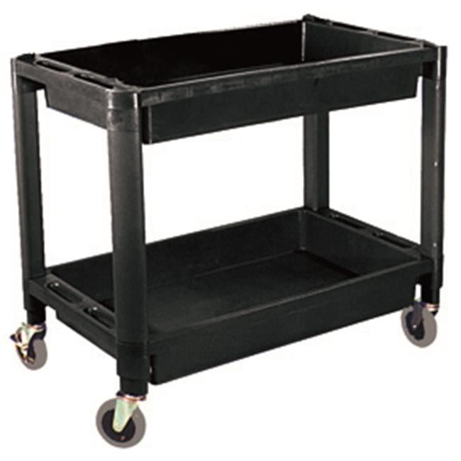 Plastic 2 Flat Shelf Service & Utility Cart, 38” x 17-1/2”, 5 