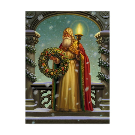 Trademark Fine Art 'Father Christmas Wreath' Canvas Art by Dan Craig