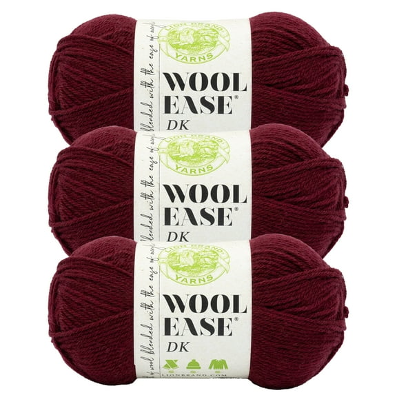 Lion Brand Yarn Wool-Ease DK Redwood Light Acrylic, Wool Yarn 3 Pack