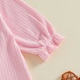 thumbnail image 6 of Cjfdfy Newborn Baby Girl Fall Romper Outfit Ribbed Knit Solid Color V-neck Long Sleeve Bodysuits With Ruffle Trim Bows Side Snaps Infant Cute Coming Home Clothes 0-6M, 6 of 9