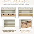 thumbnail image 6 of 3-Tier Wood Console Table with 3 Drawers,Retro Entryway Table Hallway Table with 3 Woven Baskets for Living Room, Hallway, Foyer,Office,White, 6 of 7