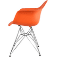 thumbnail image 4 of 2xhome Orange Mid Century Modern Industrial Plastic Dining Chairs Eiffel Molded With Arms Armchair Chrome Metal Silver Legs Desk Accent Chair Vintage for Kitchen Furniture Office Living Room DSW, 4 of 5