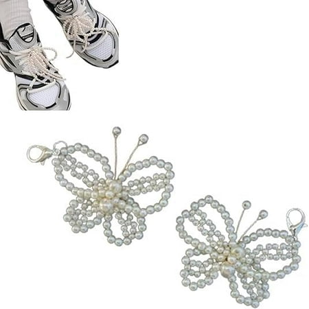 Buckle Pearl Beaded Chain for Women DIY Shoe Pearls Bowknot Shoe Decoration Charms  Butterfly Jewelry Shoe Charms for Sneakers Dress Shoes