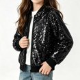 thumbnail image 4 of OJSFQUFP Kids Glitter Sequin Zip Up Jacket for Boy Girl Sparkly Back To School Party Coat Stage Performance Jackets, 4 of 8