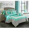 Chic Home 10-Piece Darren Complete-Pieced color block bedding, sheets collection Queen Turquoise