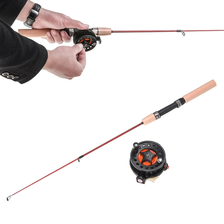 Mini Telescopic Ice Fishing Rod Portable River Carp Fishing Pole Winter Telescopic Fishing Rod Tackle - with Fishing Reel Type D, Boy's, Size: 60 cm