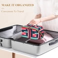 thumbnail image 3 of FORMRS Makeup Bag Travel Cosmetic Organizer for Women Fold Flat Zipper Pouch with Handle, Navy Blue Stripes, 3 of 8