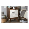 thumbnail image 2 of Baxton Studio Brighton Mid-Century Modern White and Walnut Wood 3-Drawer Storage Nightstand, 2 of 17