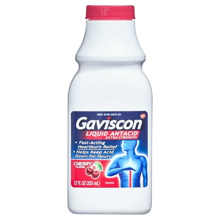 Gaviscon Extra Strength Liquid Antacid for Heartburn Relief, Cherry, 12 oz