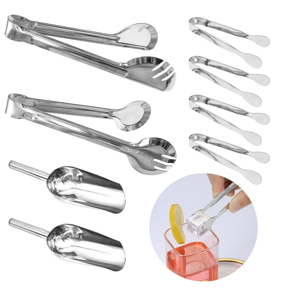 8pcs Stainless Steel Ice Tongs Set,for Weddings, Parties, Bars, Buffets and Barbecues