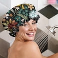 thumbnail image 5 of Shower Caps,Pioneer Flower Floral Print Pattern Waterproof Shower Cap for Women 4 Pieces,Double Reusable Hair Cover for Shower PEVA Elastic Stretch Hem, 5 of 7