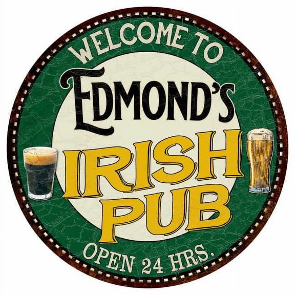 Edmond's Irish Pub 14" Round Metal Sign Kitchen Bar Wall Decor 100140036274