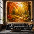 thumbnail image 6 of Winding Dirt Trail in Autumn Forest, Peaceful Rustic for Nature Lovers, Scenic Woodland Wall Art, Thanksgiving Gift, Tapestry Wall Hanging for Bedroom and Living Room, 6 of 7