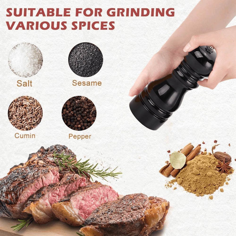 Manual Pepper Mill Wooden Salt Mill Round Spice Grinder Brown Spice Grinder  With Stainless Steel Rotor Betterlifefg
