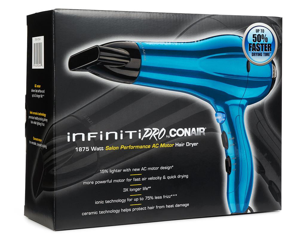 Conair 1875 Watt Full Size Pro Hair Dryer with Ionic Conditioning, Blue/Black - wide 9