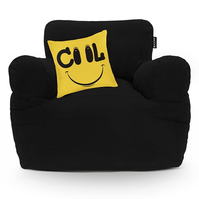 Sillón Individual Puff Sacoos con Descansa Brazos Negro
