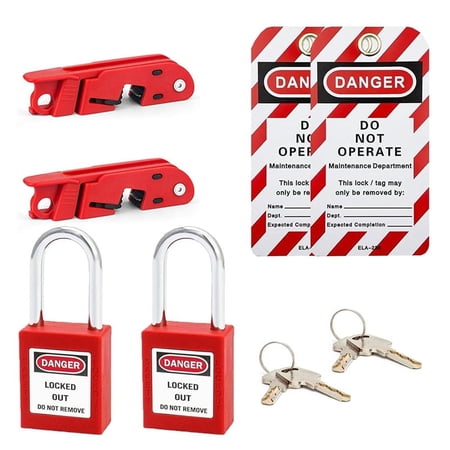 Circuit Breaker Lockout, Breaker Box Lock, 2.9 L X 0.74 W X 0.82 H(Inch), Accepts 110-220 Volts, Double Toggle Locks A1 set x breaker box