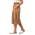 thumbnail image 5 of Guluxicc Women's Cotton Cropped Pants with Pockets Elastic Waist Wide Leg Capris for Everyday Wear Summer Casual Outfits, 5 of 9